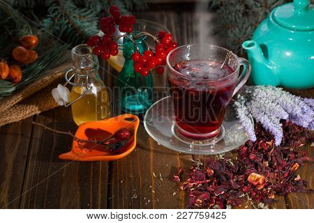 Hibiscus Tea From Rose Carcade Herbal Herbal Tea With Rose Hips And Kalina Diuretic And Cleansing St