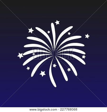 A Beautiful Firework. Bright Romantic Firework On A Dark Blue Background. Light Love Decoration Salu