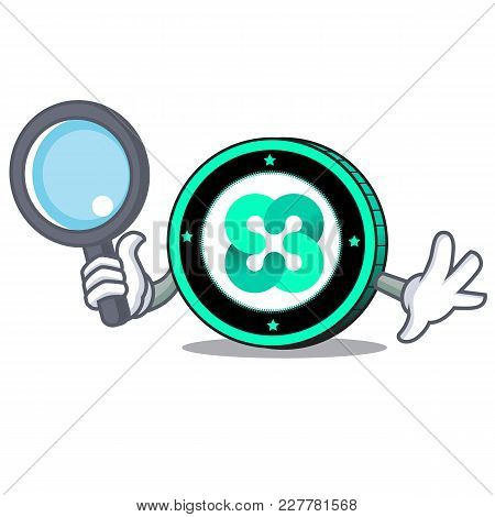 Detective Ethos Coin Character Cartoon Vector Illustration