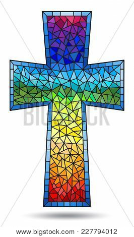 The Illustration In Stained Glass Style Painting On Religious Themes, Stained Glass Window In The Sh