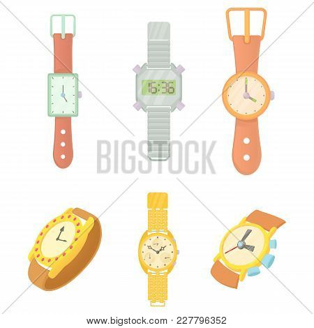 Hand Watch Icon Set. Cartoon Set Of Hand Watch Vector Icons For Web Design Isolated On White Backgro