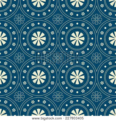 Seamless Background Southeast Asian Retro Aboriginal Traditional Art Textile Pattern Round Circle Do