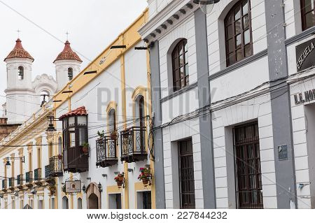 Sucre, Boliwia - February 08, 2018: Sucre Is The Constitutional Capital Of Bolivia. Traditional Colo