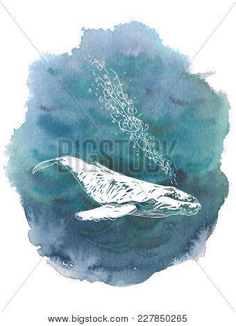 Hand Drawn Watercolor Stain On White Background