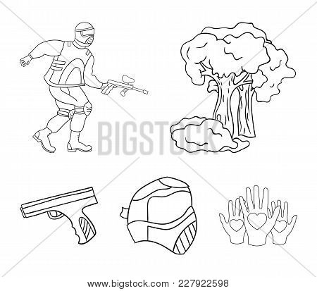 Mask, Gun, Paint, Inventory .paintball Set Collection Icons In Outline Style Vector Symbol Stock Ill