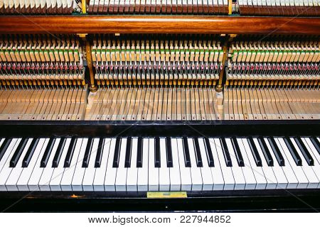 Beautiful close-up of piano keys 