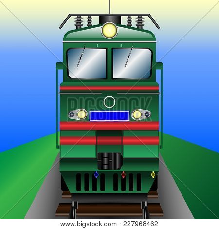 Vector, Illustration Railway Electric Train, Front View