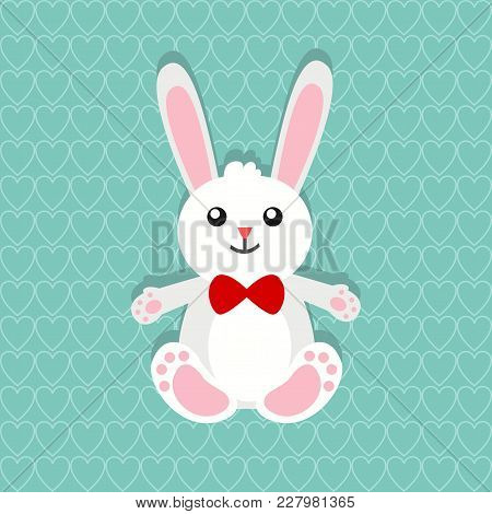 Easter Greetings With Cute Dewy Eyed Bunny On A Beautiful Jade Shaded Heart Pattern