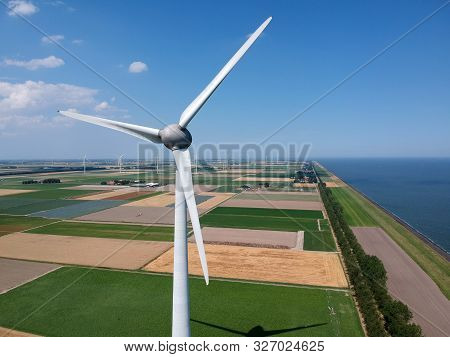 Drone Photo Of A Large Windmill With A Total Height Of 198 Meters With A Shaft Height Of 135 Meters.