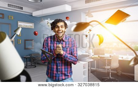 Man thinking and seeking new idea concept