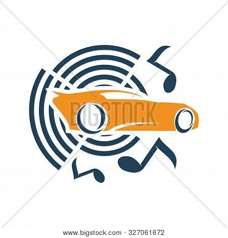 Audio Car System Music Note Logo Template Isolated Icon Symbol