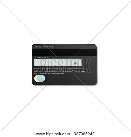 Back View Of Black Credit Or Debit Bank Card With Magnetic Strip