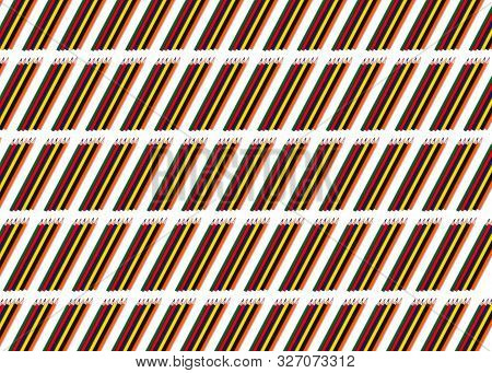 Color Encils Pattern On White Background, Top View