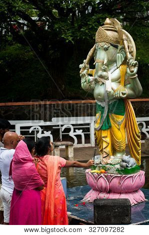 Savanne, Mauritius - March 23, 2016; The Ganga Talao Temple In Grand Bassin.