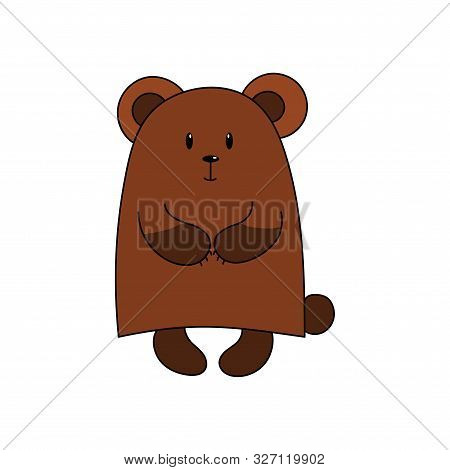 Brown Bear. Cartoon Character. Vector Illustration. Isolated On White Bacground.