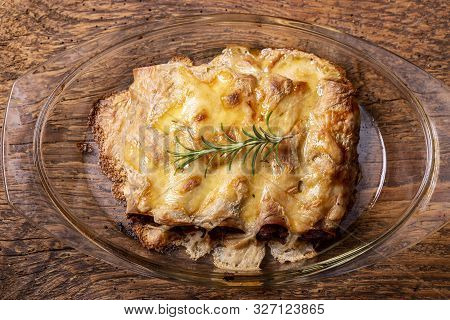 Six Italian Canneloni Pasta Rolls On Wood