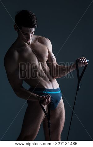 Muscular Fitness Young Male Antique Perfect Muscles Six Packs Of Abs And Bare Chest. Bodybuilder Mod