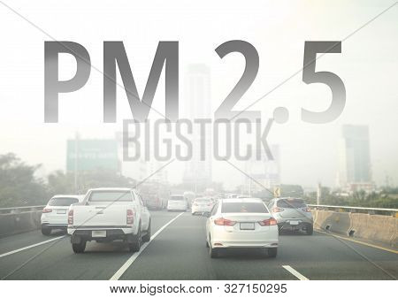 Smog City From Pm 2.5 Dust. Cityscape With Bad Air Pollution, Pm 2.5 Concept, Bangkok, Thailand