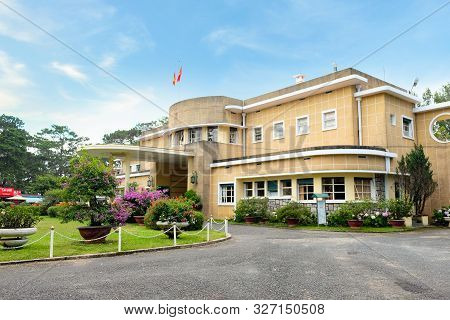 Dalat, Vietnam - May 2, 2018 : View Front Of The Summer Palace In Art Deco Style Of Bao Dai, The Las