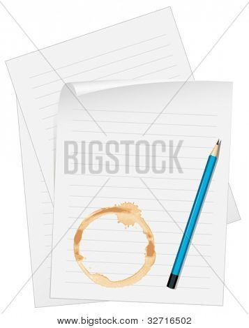 illustration af papir med kaffe pletter