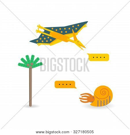 Simple Set Flat Style Icons Of Different Dinosaurs. Template Card For Print On T-shirt And Other Des