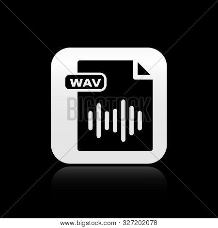 Black Wav File Document. Download Wav Button Icon Isolated On Black Background. Wav Waveform Audio F