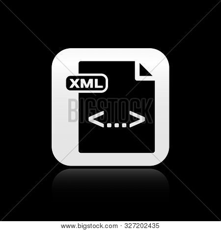 Black Xml File Document. Download Xml Button Icon Isolated On Black Background. Xml File Symbol. Sil