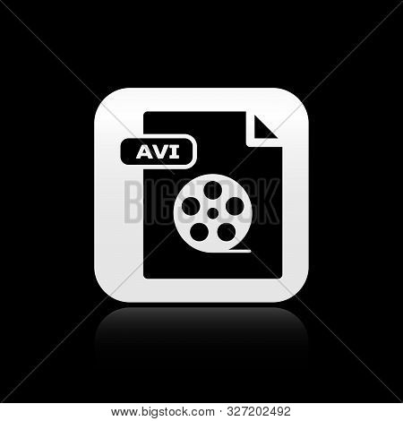 Black Avi File Document. Download Avi Button Icon Isolated On Black Background. Avi File Symbol. Sil