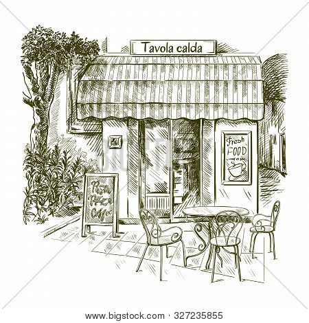 Tavola Calda. Vector Sketch On A White