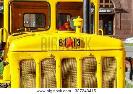Moscow, Russia - October 08, 2019: Soviet Arable Crawler Tractor Vgtz Dt-54 On The Exhibition Of Agr