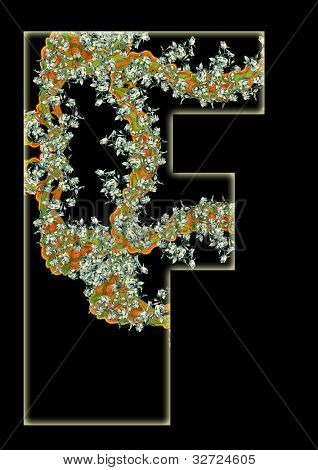 Vintage initialer brev F i stil med Art Deco, efter en gammel commercial paper af den russiske Empi