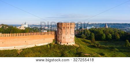 Towers Of Smolensk Fortress Wall. The Southern Wall Of The Smolensk Kremlin And A Panorama Of The Ci