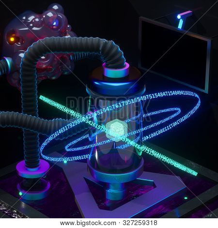 A Dark Chemistry Manufacture Workshop, 3D Rendering.