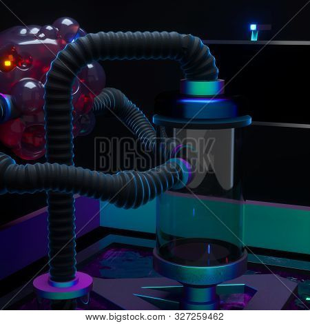 A Dark Chemistry Manufacture Workshop, 3D Rendering.