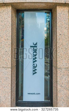 London. 21 May 2019. A View Of Wework Signage In The City Of London In London