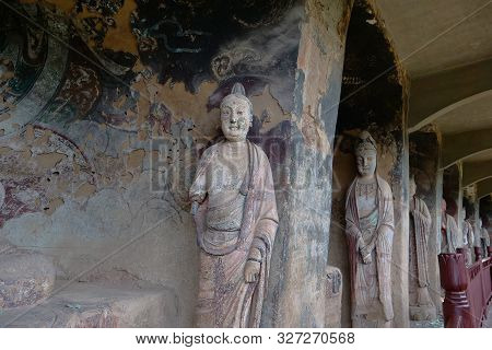 Maijishan Cave-temple Complex In Tianshui City, Gansu Province China. A Mountain With Religious Cave