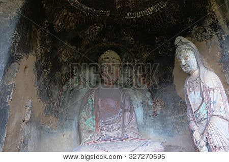 Maijishan Cave-temple Complex In Tianshui City, Gansu Province China. A Mountain With Religious Cave