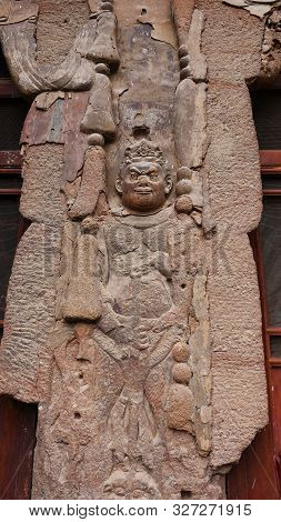 Maijishan Cave-temple Complex In Tianshui City, Gansu Province China. A Mountain With Religious Cave