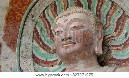 Maijishan Cave-temple Complex In Tianshui City, Gansu Province China. A Mountain With Religious Cave