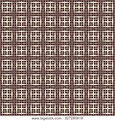 Seamless Pattern With Simple Ornament. Repeated Squares And Lines Background. Contemporary Abstract 