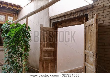 Anceint Traditional Retro Chinese Architecture Residential House Interior In Gansu China.
