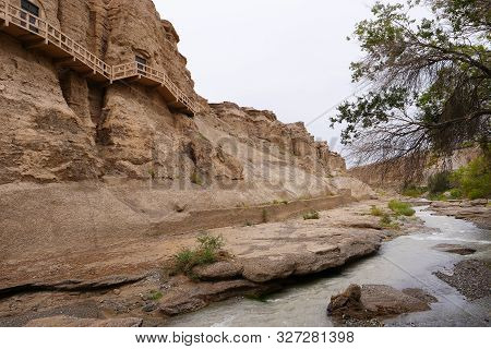 Landscape View Of The Yulin Cave In Dunhuang Ggansu China