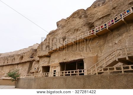Landscape View Of The Yulin Cave In Dunhuang Ggansu China