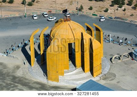 Qom, Iran, Novemver 09.2016: Qom, Iran, Novemver 09.2016: Aerial View Of Orange Construction Of Unkn