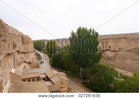 Landscape View Of The Yulin Cave In Dunhuang Ggansu China