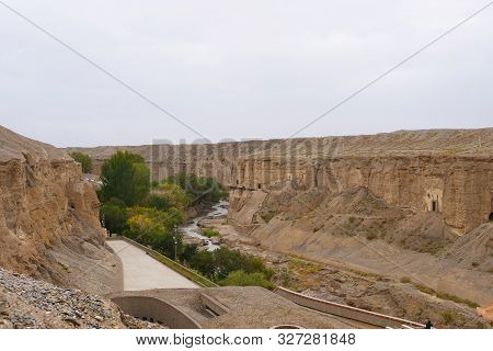 Landscape View Of The Yulin Cave In Dunhuang Ggansu China
