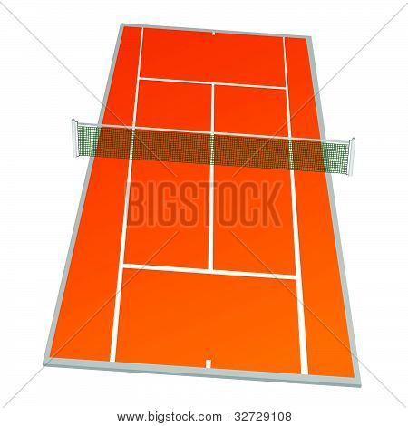 Campo da tennis nell'illustrazione di colore arancione