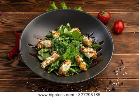 Ebi Wasabi Tiger Prawns In Batter With Fresh Spinach And Spicy Sweet Milko Wasabi Sauce