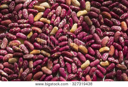 Background Of Red Bean Seeds Spread On Newspaper.