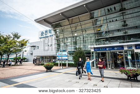 Suncheon South Korea , 5 October 2019 : Exterior View Of Suncheon Train Station In South Korea